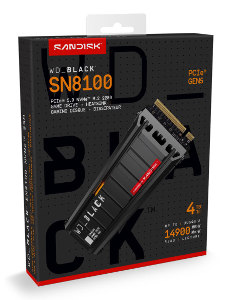 SSD, SANDISK, 2400xTBW rating, NVMe Yes, PCI Express 5.0, M.2, 4000 GB, WDS400T1XHM-00CMT0