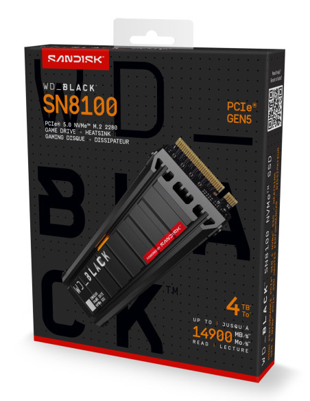 SSD, SANDISK, 2400xTBW rating, NVMe Yes, PCI Express 5.0, M.2, 4000 GB, WDS400T1XHM-00CMT0