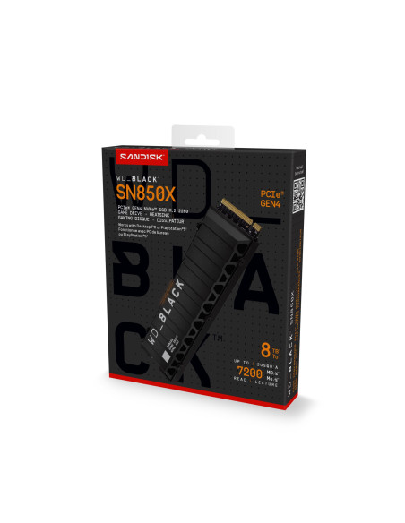 SSD, SANDISK, 4800xTBW rating, Read speed 7200 MB/s, Write speed 6600 MB/s, NVMe Yes, PCI Express 4.0, M.2, 8000 GB, WDS800T2XH