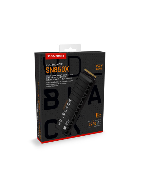 SSD, SANDISK, 4800xTBW rating, Read speed 7200 MB/s, Write speed 6600 MB/s, NVMe Yes, PCI Express 4.0, M.2, 8000 GB, WDS800T2XH