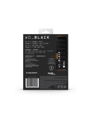 SSD, SANDISK, 4800xTBW rating, Read speed 7200 MB/s, Write speed 6600 MB/s, NVMe Yes, PCI Express 4.0, M.2, 8000 GB, WDS800T2XH