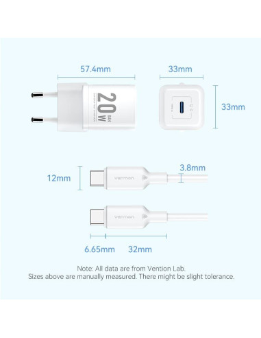 MOBILE CHARGER WALL USB +CABLE/20W TZ-FEPB0-EU-01 VENTION