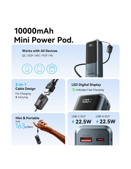 POWER BANK WRL 10000MAH 22.5W/FKOH0 VENTION