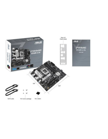 Mainboard, ASUS, Intel B760 Express, LGA1700, Micro-ATX, Memory DDR4, Memory slots 4, 1xPCI-Express 4.0 16x, 2xM.2, 1xHDMI, 1xD