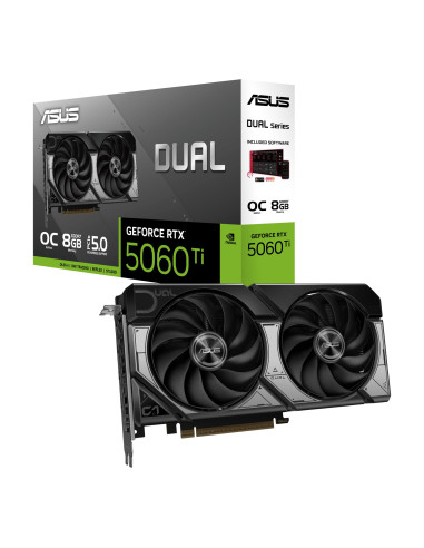 Graphics Card, ASUS, NVIDIA GeForce RTX 5060 Ti, 8 GB, GDDR7, 128 bit, PCIE 5.0 16x, Dual Slot Fansink, 1xHDMI, 3xDisplayPort, 