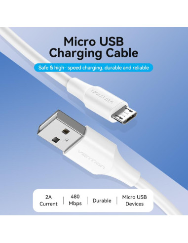 CABLE USB2.0 TO MICRO-B/1M WHITE CTIWF VENTION