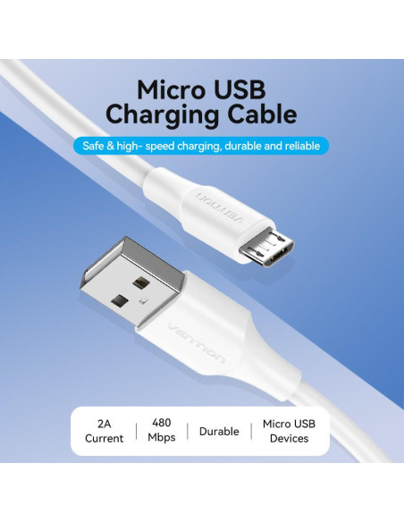 CABLE USB2.0 TO MICRO-B/1M WHITE CTIWF VENTION