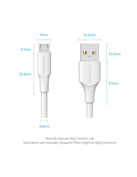 CABLE USB2.0 TO MICRO-B/1M WHITE CTIWF VENTION