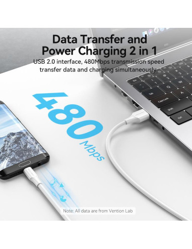 CABLE USB2.0 TO MICRO-B/2M WHITE CTIWH VENTION