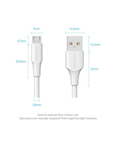 CABLE USB2.0 TO MICRO-B/2M WHITE CTIWH VENTION