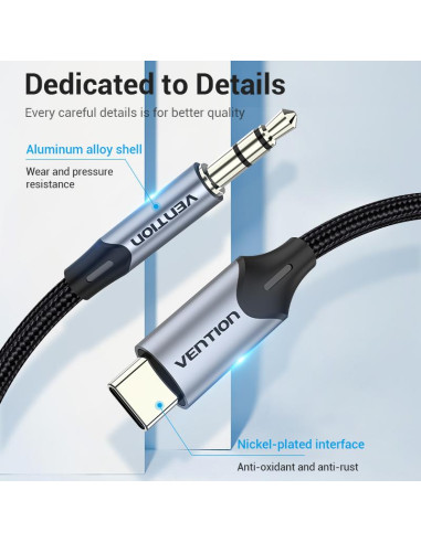 CABLE AUDIO 3.5MM TO USB-C/1M BGKHF VENTION