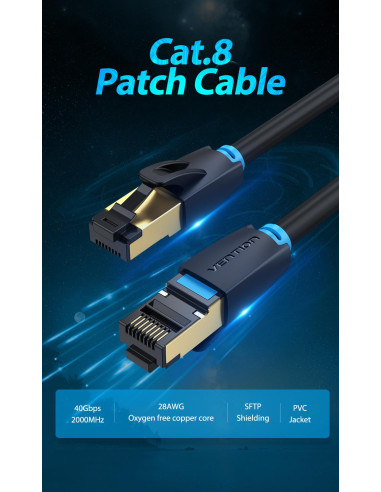 PATCH CABLE CAT.8 SFTP/1M BLACK IKABF VENTION