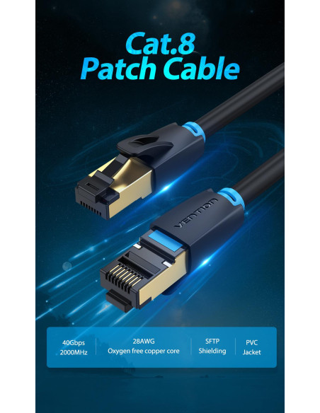 PATCH CABLE CAT.8 SFTP/1M BLACK IKABF VENTION