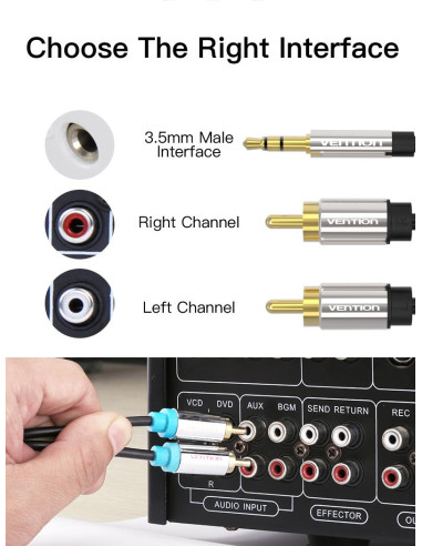 CABLE AUDIO 3.5MM TO 2XRCA/1.5M BCFBG VENTION