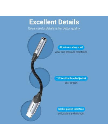 ADAPTER USB-C TO AUDIO 3.5MM/0.1M BGJHA VENTION