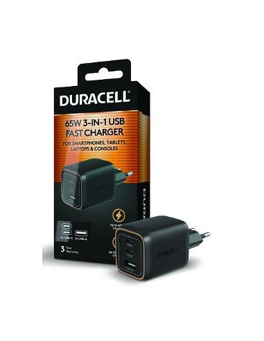 MOBILE CHARGER WALL 65W/BLACK DRACUSB25-EU DURACELL