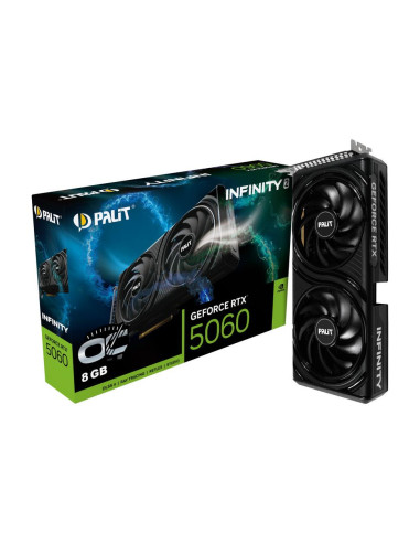 Graphics Card, PALIT, NVIDIA, GeForce RTX 5060, 2280 MHz, 8 GB, GDDR7, 128 bit, PCI Express 5.0, Active, NE75060V19P1-GB2051L