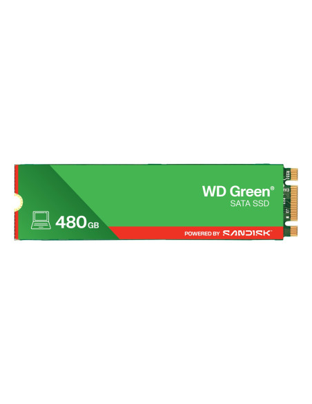 SSD, SANDISK, MTBF 1000000 h, Read speed 545 MB/s, Serial ATA III, M.2, 480 GB, POWERED BY SANDISK, Green, WDS480G3G0B