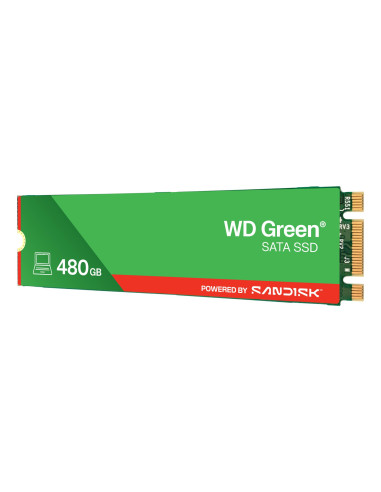 SSD, SANDISK, MTBF 1000000 h, Read speed 545 MB/s, Serial ATA III, M.2, 480 GB, POWERED BY SANDISK, Green, WDS480G3G0B