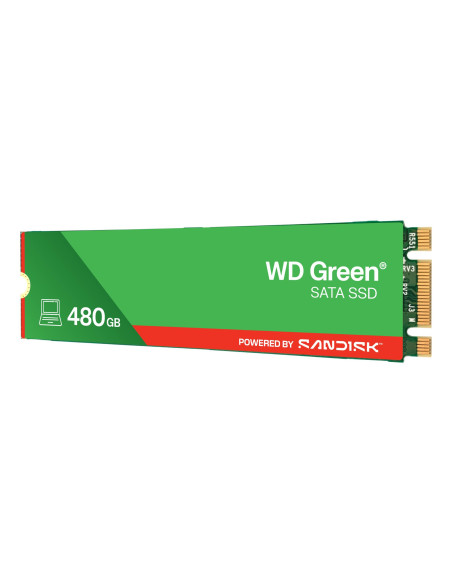 SSD, SANDISK, MTBF 1000000 h, Read speed 545 MB/s, Serial ATA III, M.2, 480 GB, POWERED BY SANDISK, Green, WDS480G3G0B