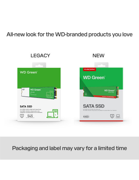 SSD, SANDISK, MTBF 1000000 h, Read speed 545 MB/s, Serial ATA III, M.2, 480 GB, POWERED BY SANDISK, Green, WDS480G3G0B