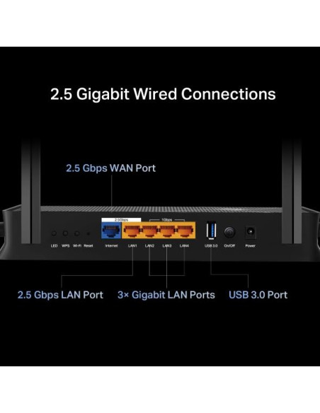 Wireless Router, TP-LINK, ARCHER BE3600, Wi-Fi 7 (802.11be), Data speed 2882 Mbit/s, Ethernet WAN Yes, WAN connection type RJ-4