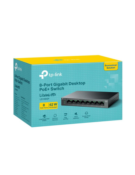 Switch, TP-LINK, LS108GP, PoE+ ports 8, LS108GP