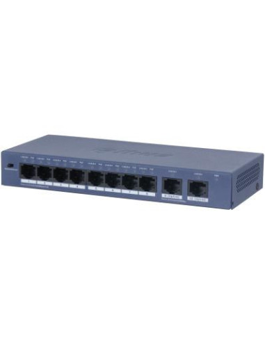 Switch, DAHUA, S3010-8GT-90, Switch type Unmanaged, Form factor Desktop/Wall-Mounting, 8xRJ-45 ports, RJ-45 Ports Type Gigabit 