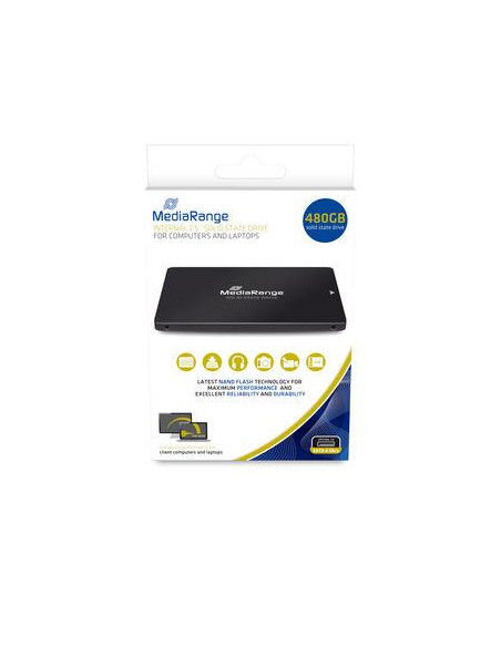 SSD, MEDIARANGE, 480 GB, Serial ATA III, NAND flash type TLC (Triple Level Cell), Write speed 480 MB/s, Read speed 550 MB/s, 2.