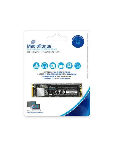 SSD, MEDIARANGE, 512 GB, M.2, PCI Express 3.1, NVMe Yes, Write speed 1700 MB/s, Read speed 2080 MB/s, MTBF 1500000 h, 50xTBW ra