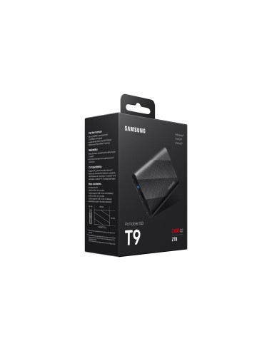 External SSD, SAMSUNG, T9, 2TB, USB 3.2, Write speed 1950 MBytes/sec, Read speed 2000 MBytes/sec, MU-PG2T0B/EU