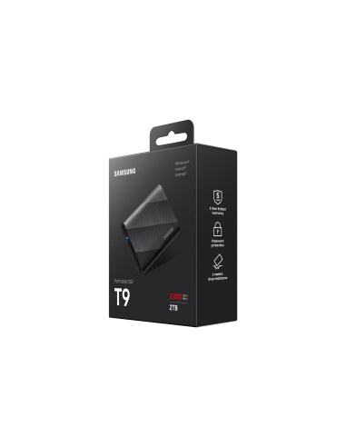External SSD, SAMSUNG, T9, 2TB, USB 3.2, Write speed 1950 MBytes/sec, Read speed 2000 MBytes/sec, MU-PG2T0B/EU