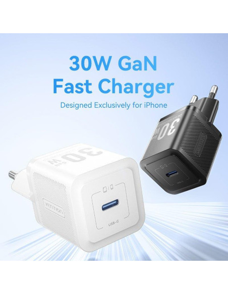 MOBILE CHARGER WALL 30W USB-C/1P BLACK FEZB0-EU VENTION