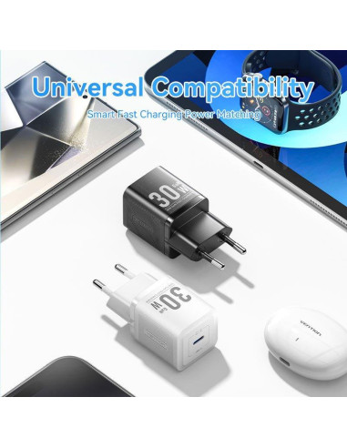 MOBILE CHARGER WALL 30W USB-C/1P BLACK FEZB0-EU VENTION