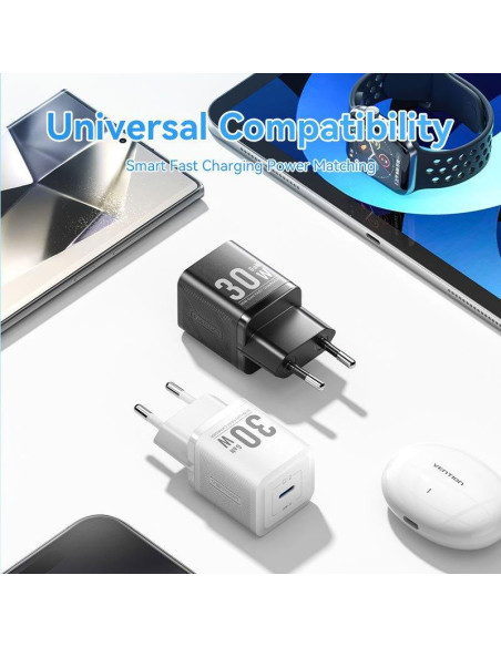 MOBILE CHARGER WALL 30W USB-C/1P BLACK FEZB0-EU VENTION