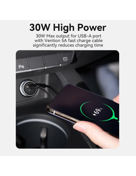 MOBILE CHARGER CAR USB/2P GRAY FFBH0 VENTION
