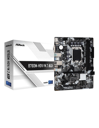 Mainboard, ASROCK, Intel B760 Express, LGA1700, Micro-ATX, Memory DDR4, Memory slots 2, 2xPCI-Express 3.0 1x, 1xPCI-Express 4.0