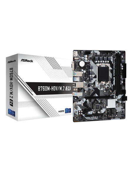 Mainboard, ASROCK, Intel B760 Express, LGA1700, Micro-ATX, Memory DDR4, Memory slots 2, 2xPCI-Express 3.0 1x, 1xPCI-Express 4.0