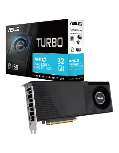 Graphics Card, ASUS, AMD, Radeon AI PRO R9700, 32 GB, GDDR6, 256 bit, PCI Express 5.0, Active, TURBO-AI-PRO-R9700-32G