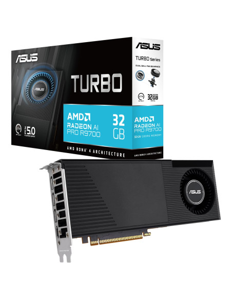 Graphics Card, ASUS, AMD, Radeon AI PRO R9700, 32 GB, GDDR6, 256 bit, PCI Express 5.0, Active, TURBO-AI-PRO-R9700-32G