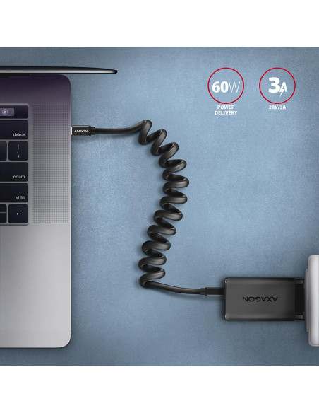 CABLE USB-C TO USB-C 1.1M 60W/TWISTER BLK BUCM-CM20TB AXAGON