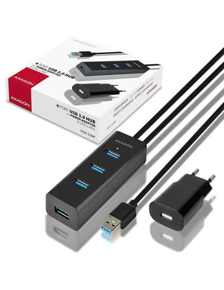 I/O HUB USB3.0 4PORT CHARGING/W/AC 1.2M HUE-S2BP AXAGON