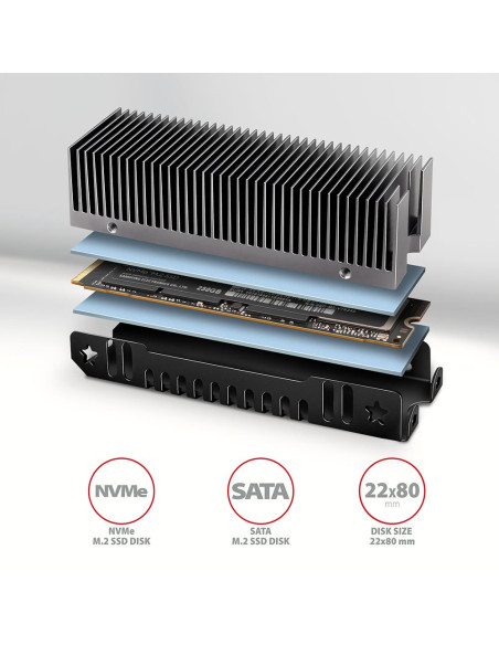 SSD ACC COOLER M.2 2280/24MM CLR-M2XT AXAGON