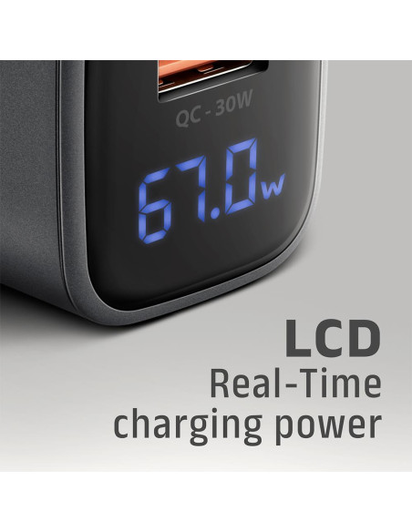 MOBILE CHARGER WALL USB 67W/GAN 2PORT ACU-PQ67D AXAGON