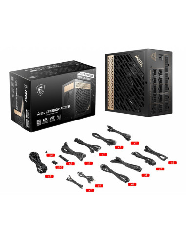 Power Supply, MSI, MEG AI1300P PCIE5, ATX, PC, 100 - 240 V, 1300 W, MEGAI1300PPCIE5