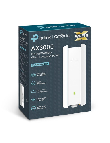 Access Point, TP-LINK, Omada, 3000 Mbps, IEEE 802.11a/b/g, IEEE 802.11n, IEEE 802.11ac, IEEE 802.11ax, 1x10/100/1000M, EAP650-O