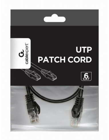 PATCH CABLE CAT6 UTP 0.5M/BLACK PP6U-0.5M/BK GEMBIRD