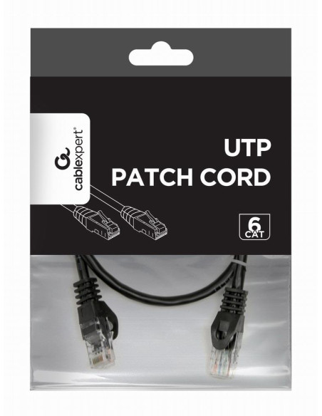 PATCH CABLE CAT6 UTP 0.5M/BLACK PP6U-0.5M/BK GEMBIRD