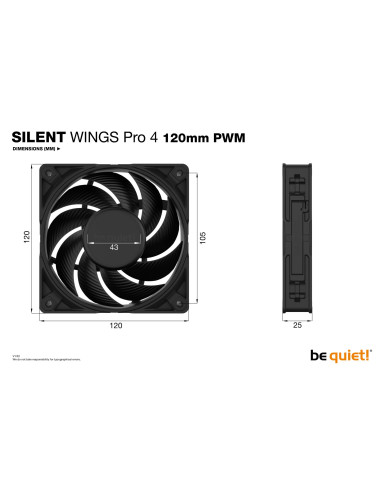 CASE FAN 120MM SILENT WINGS/PRO 4 BL098 BE QUIET
