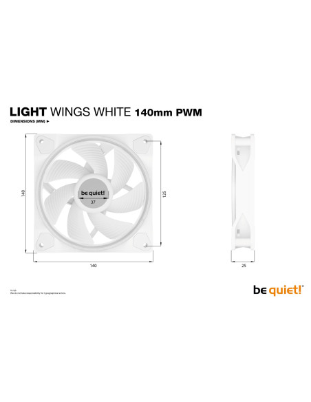 CASE FAN 140MM LIGHT WINGS PWM/WHITE BL102 BE QUIET
